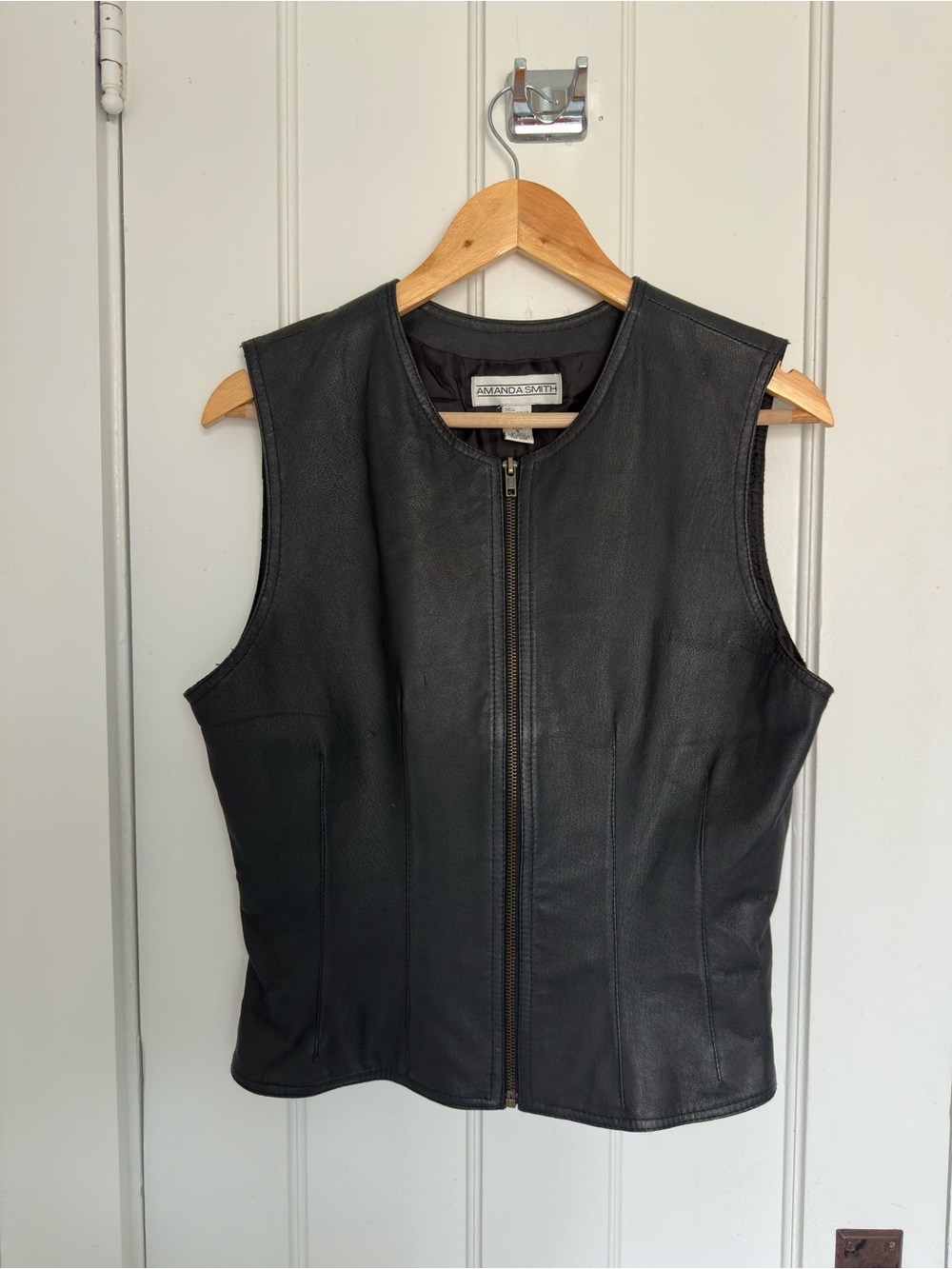 Amanda Smith Black Leather Zip Vest